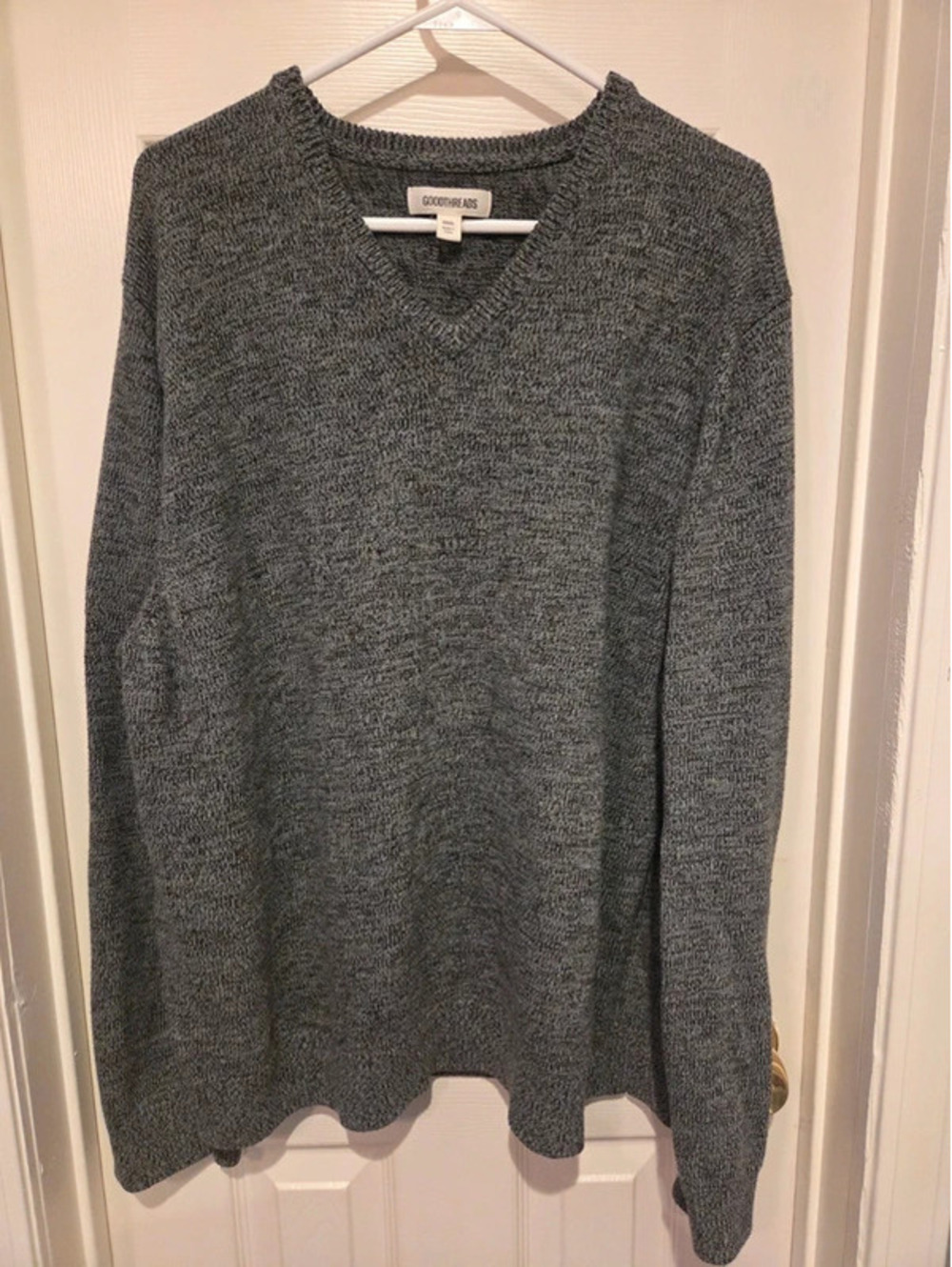 Gray marled V-neck sweater